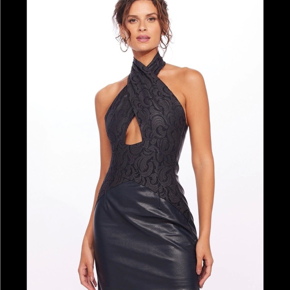 Eva Franco Faux Leather Twofer Dress - Picture 8 of 8